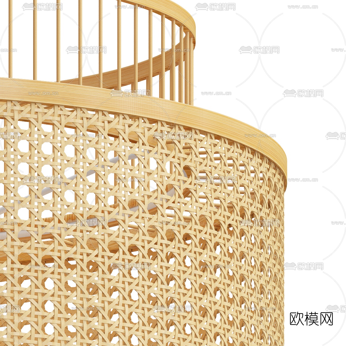 自然风藤编吊灯3d模型下载（渲染图2）