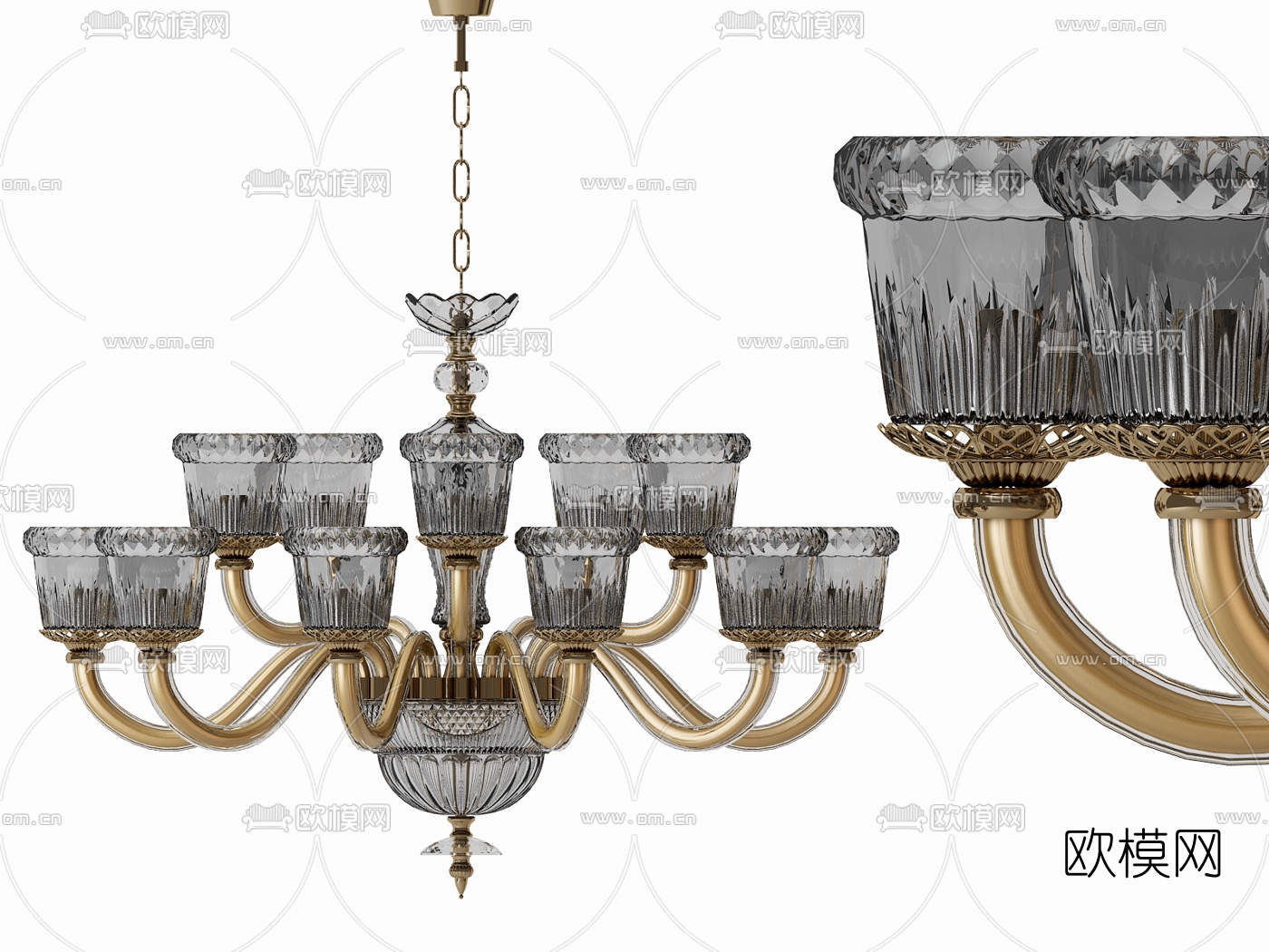 简欧金属吊灯3d模型下载