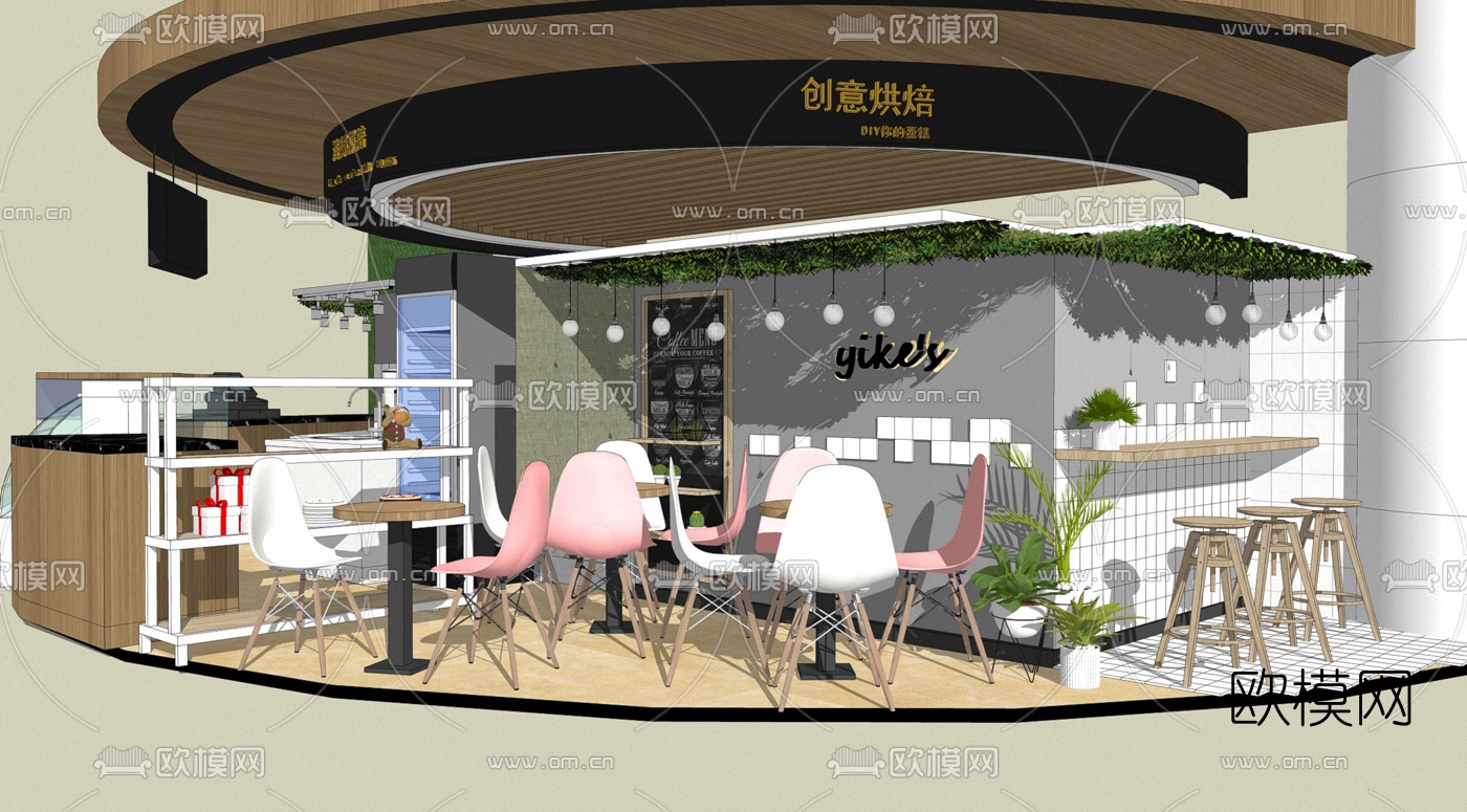 北欧奶茶店su模型下载