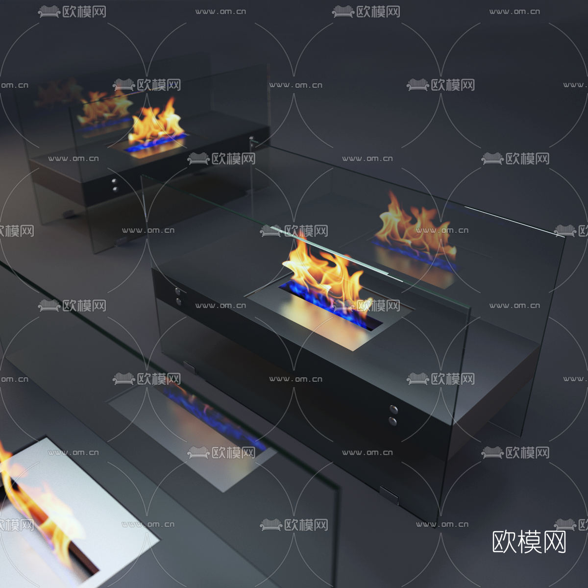 现代壁炉3d模型下载