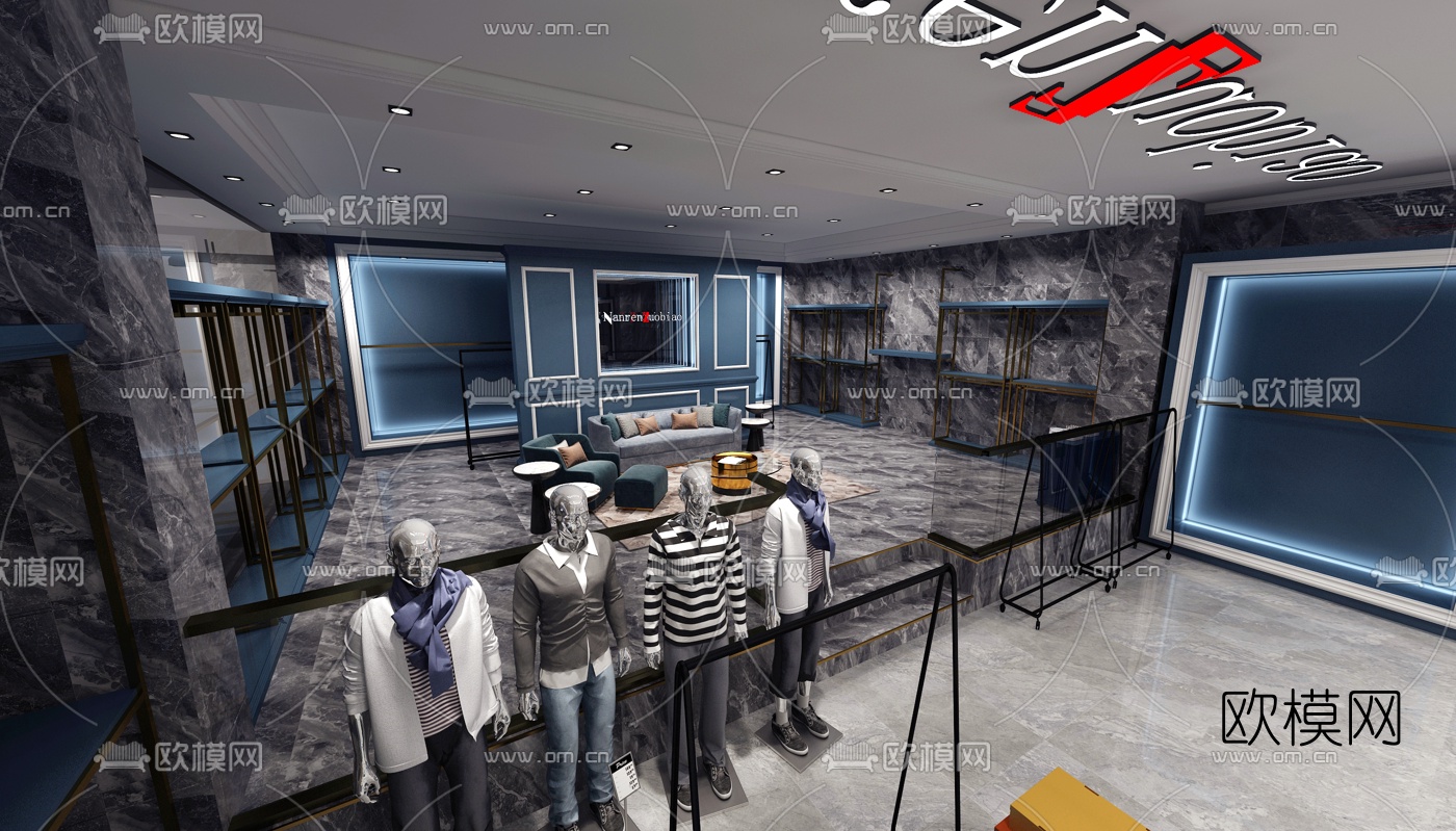 现代男装店3d模型下载（渲染图2）