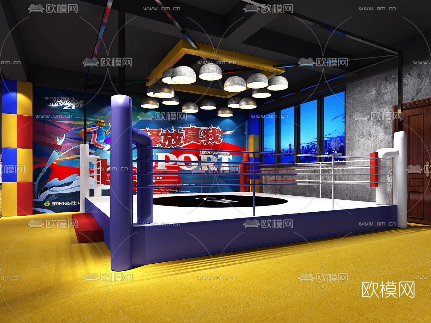 工业风健身房3D模型