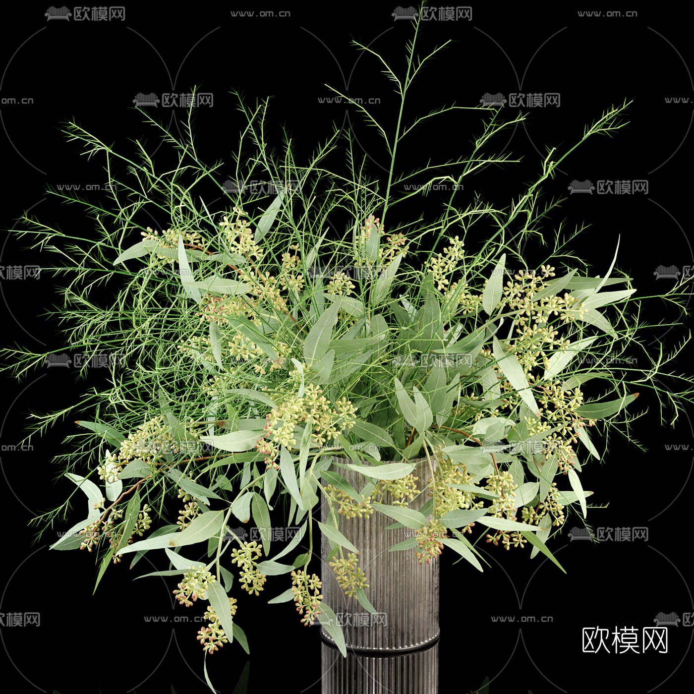 现代花卉花瓶3d模型