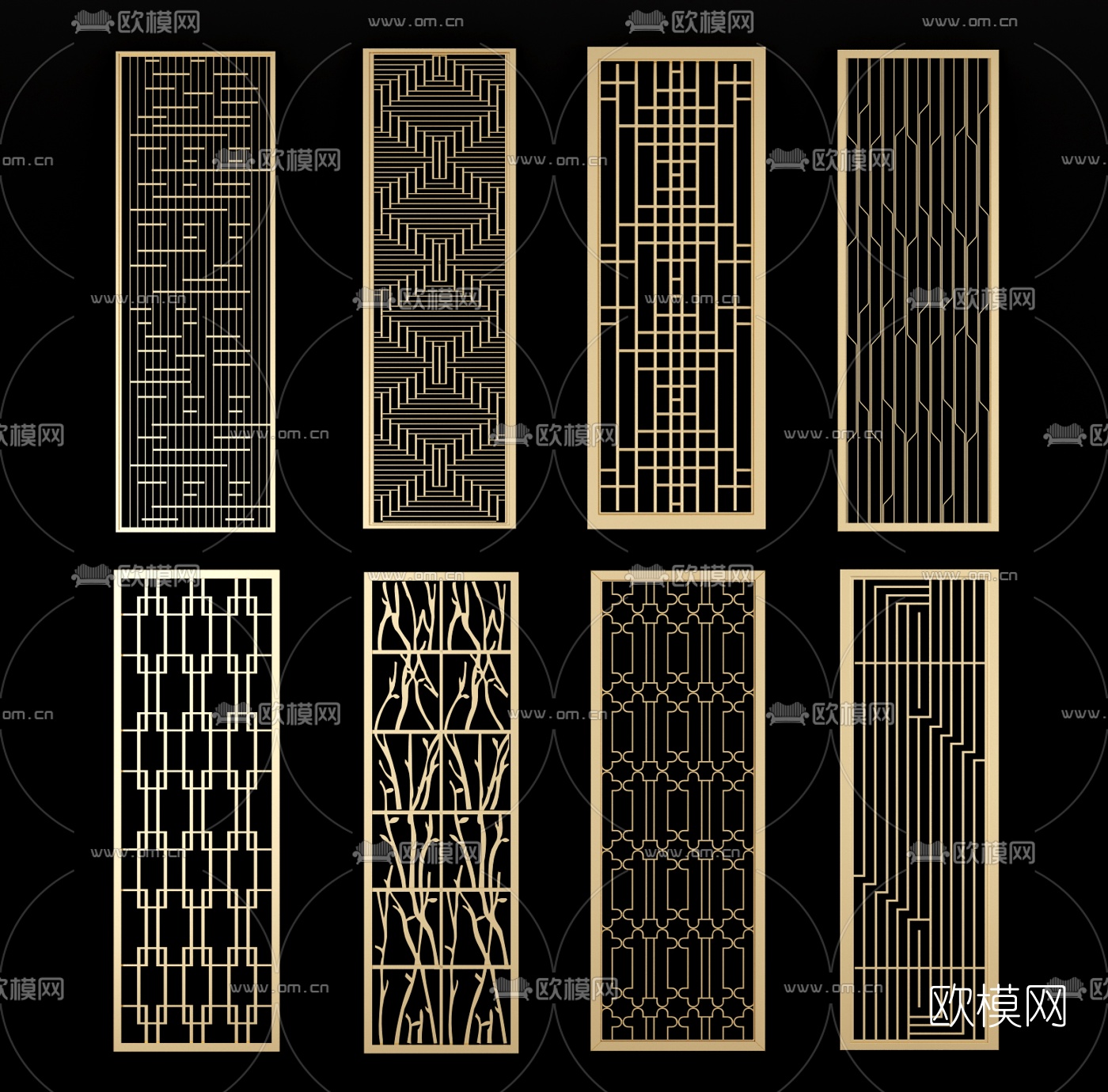 现代金属屏风隔断3d模型下载