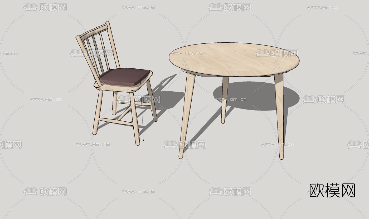 北欧餐桌椅组合免费su模型下载