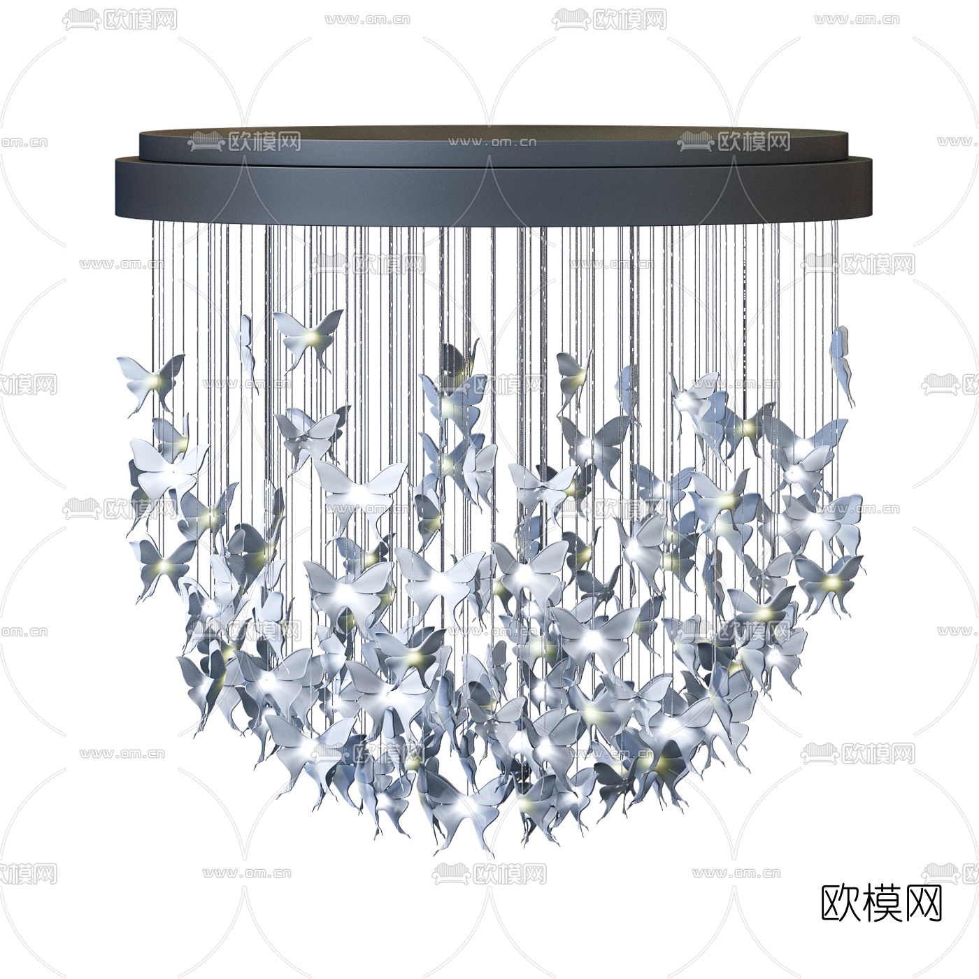 现代蝴蝶水晶吊灯3d模型下载