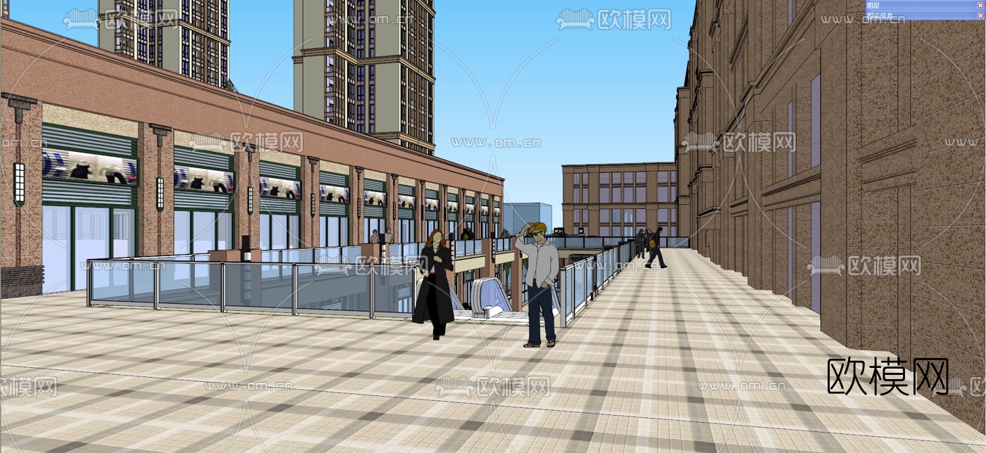 欧式商住综合体su模型下载（渲染图11）