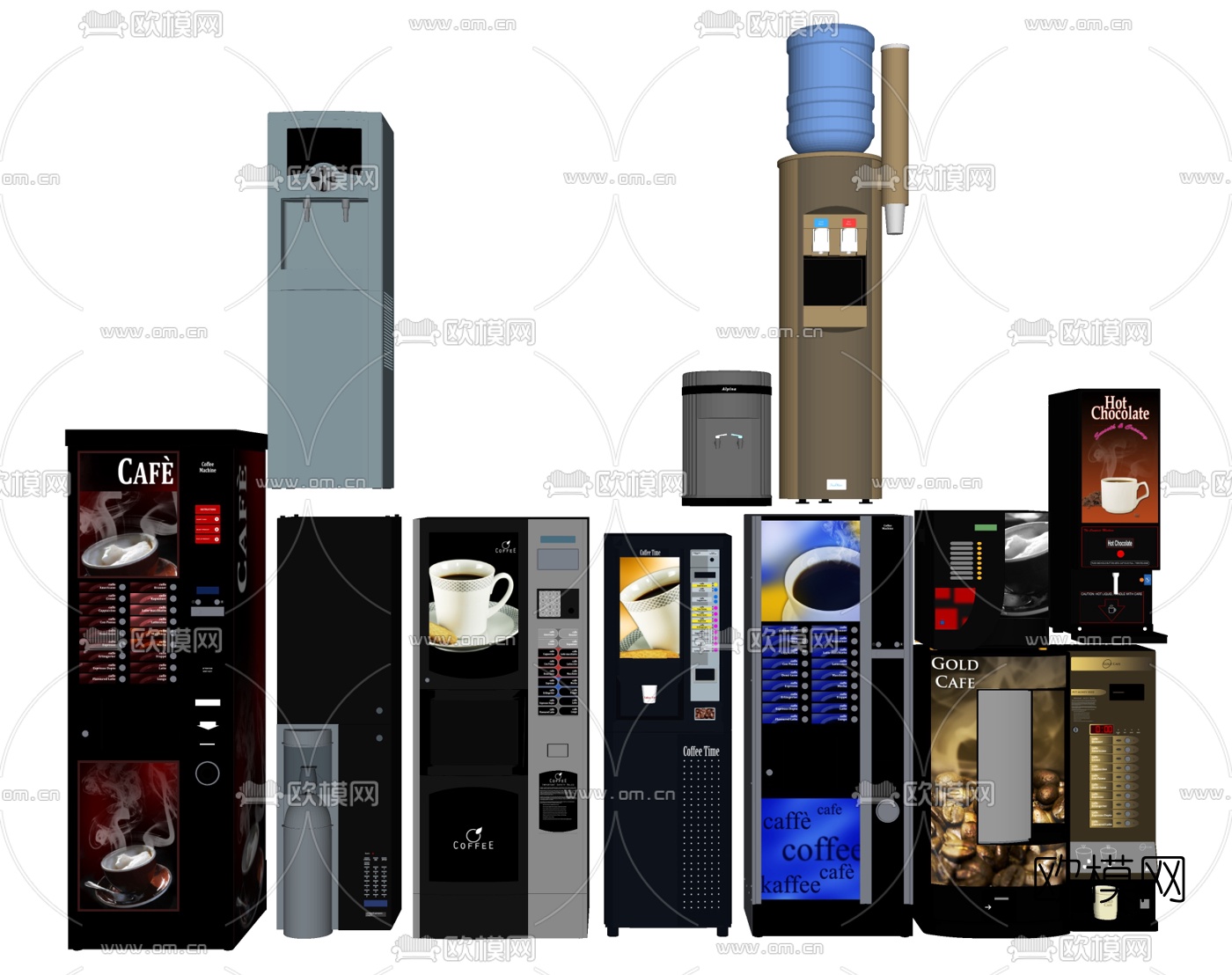 现代饮水机咖啡机组合su模型下载