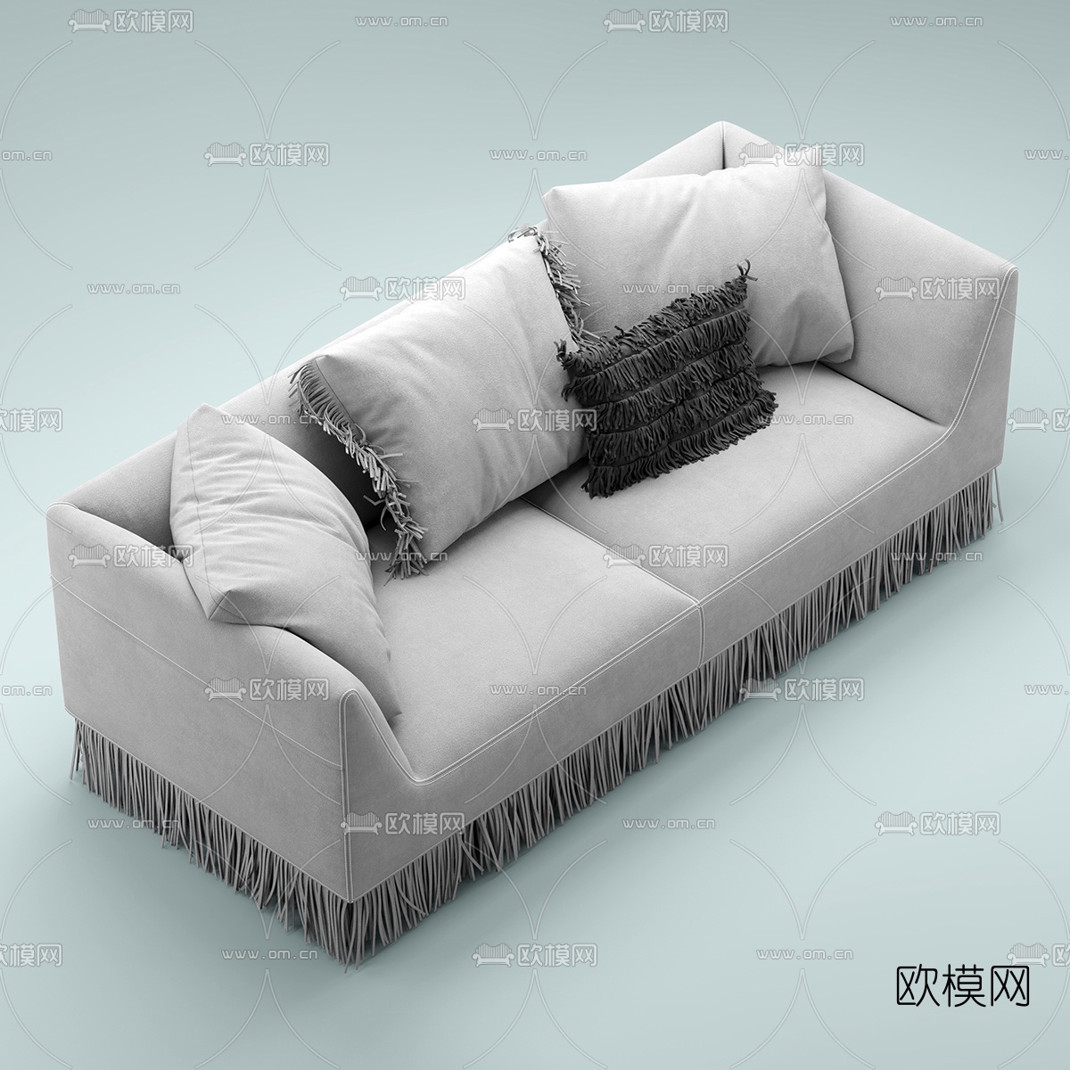 现代布艺沙发边几组合3d模型
