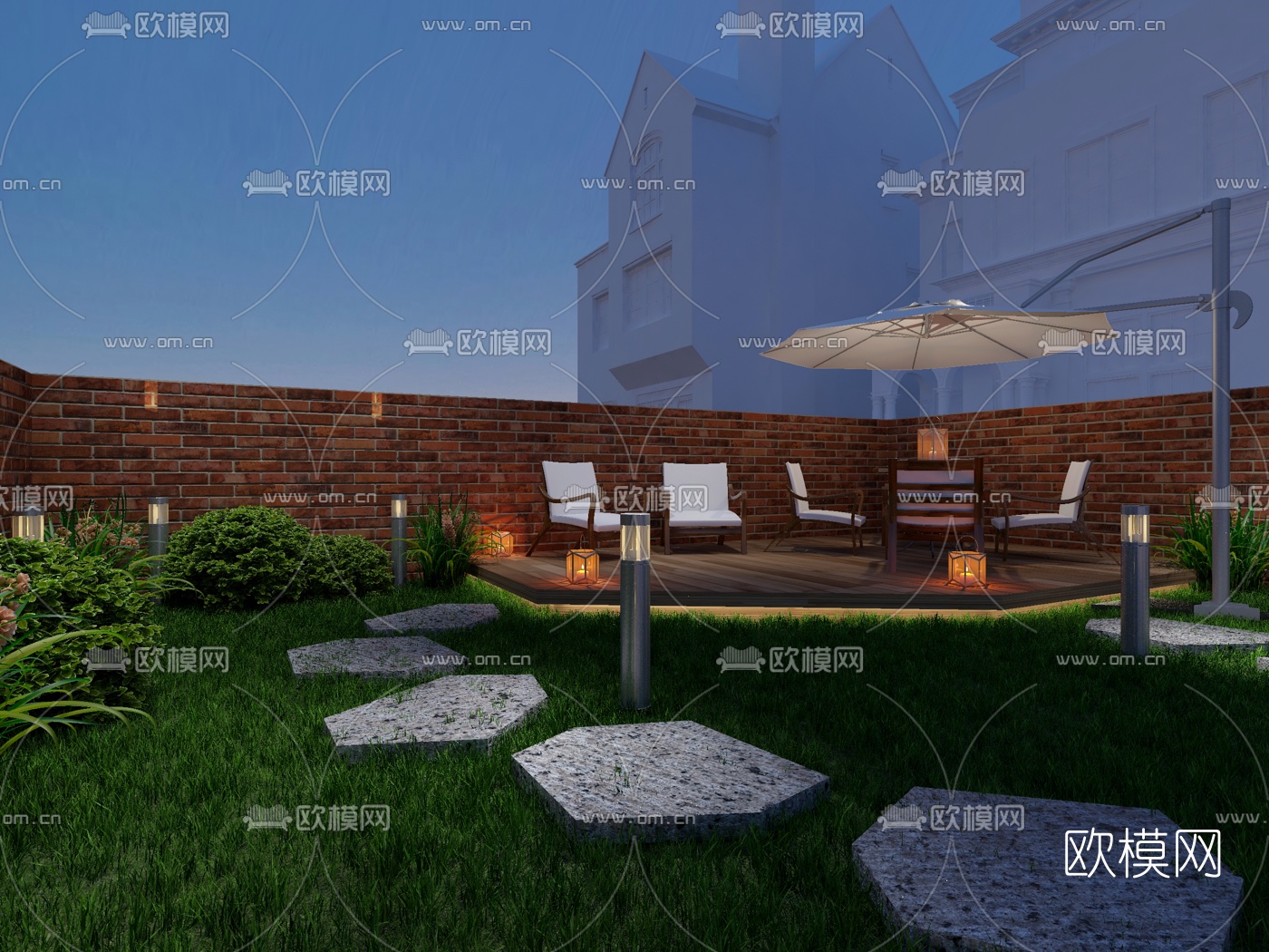 现代庭院花园免费3d模型