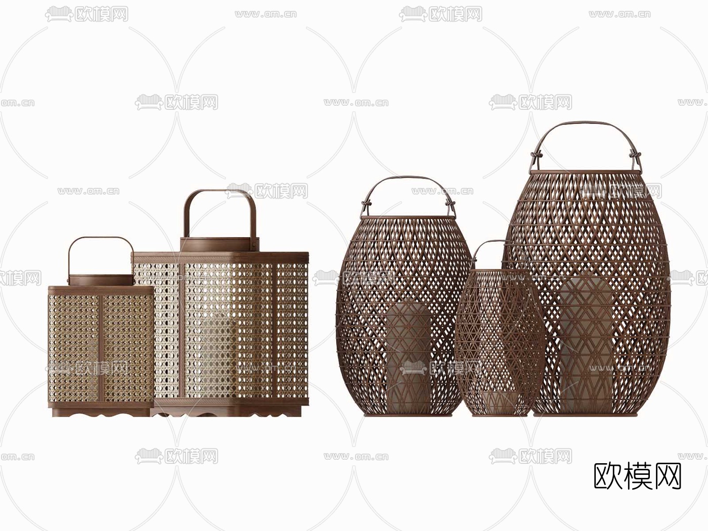 东南亚藤编编织灯烛台灯3d模型下载