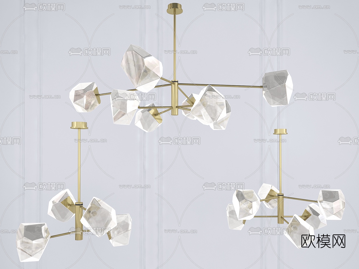 北欧水晶方块金属吊灯3d模型下载