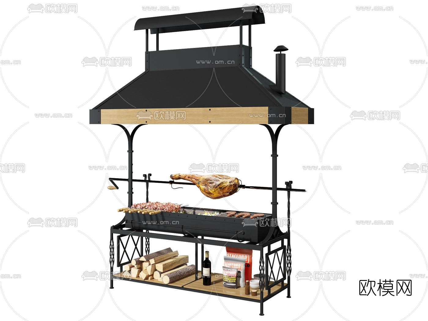 简欧烧烤架子su模型下载（渲染图1）