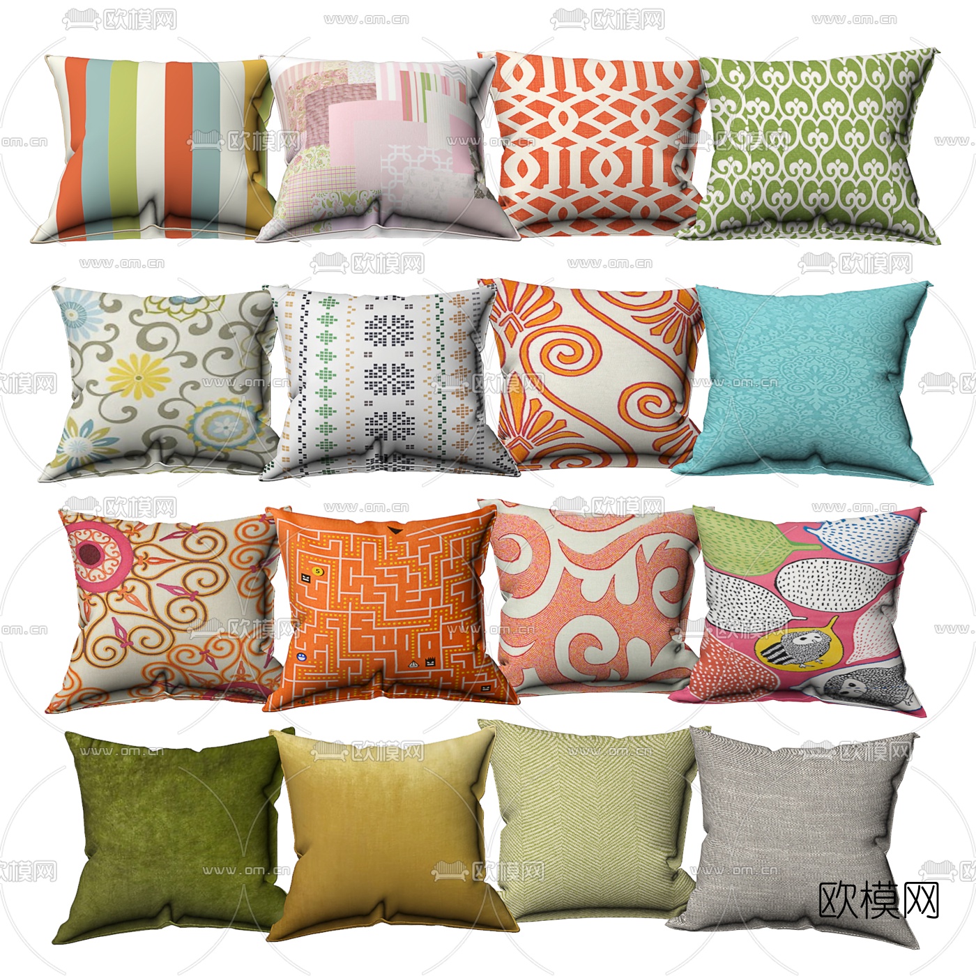 现代抱枕组合3d模型下载