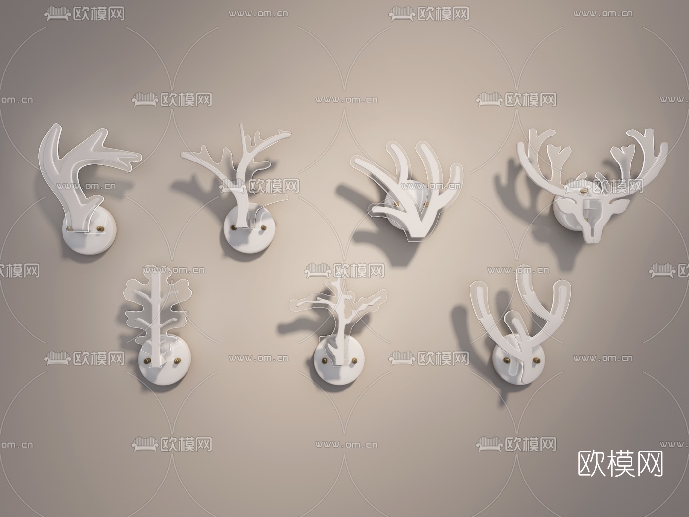 北欧鹿角造型壁灯3d模型下载
