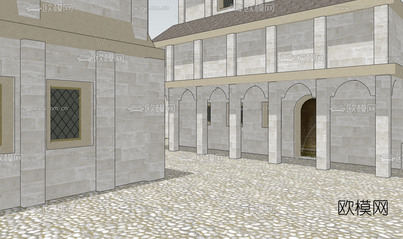 欧式古典小镇规划免费su模型下载（渲染图6）