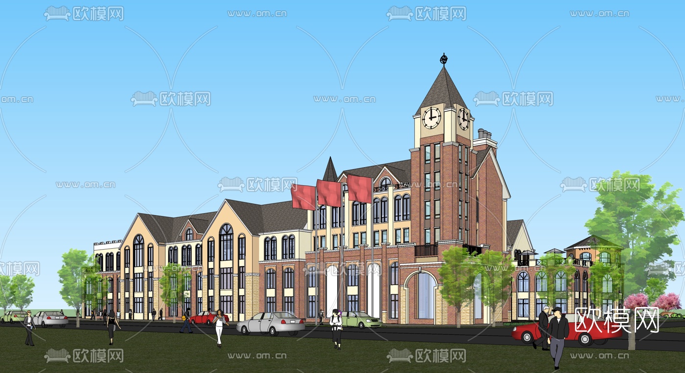 欧式幼儿园su模型下载（渲染图2）