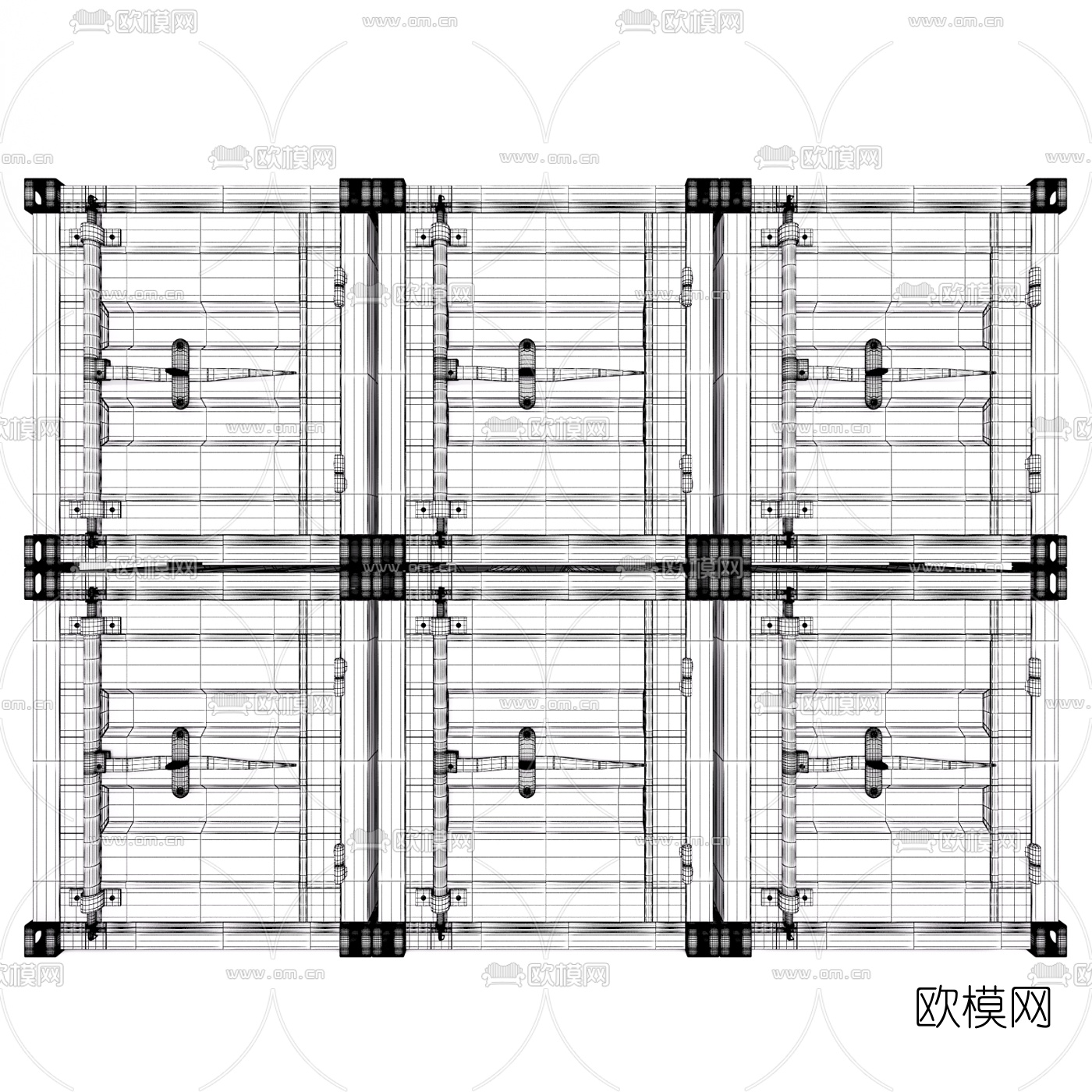 工业风集装箱边柜3d模型下载（渲染图2）