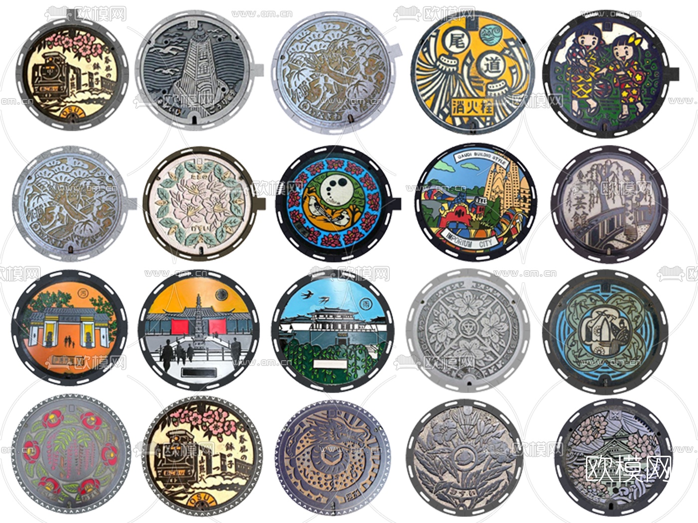 工业风涂鸦井盖su模型下载