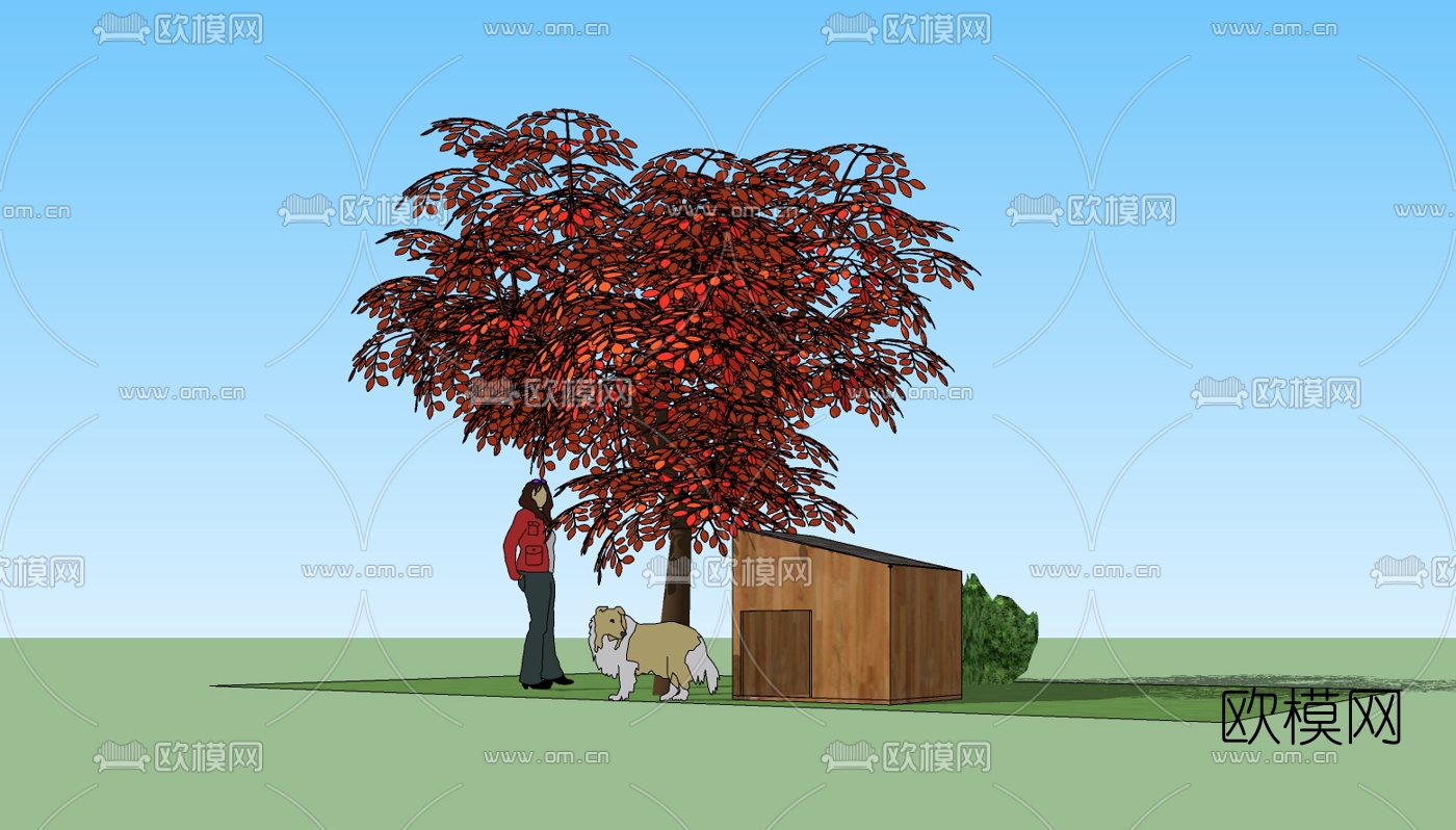 现代景观小品狗窝免费su模型下载