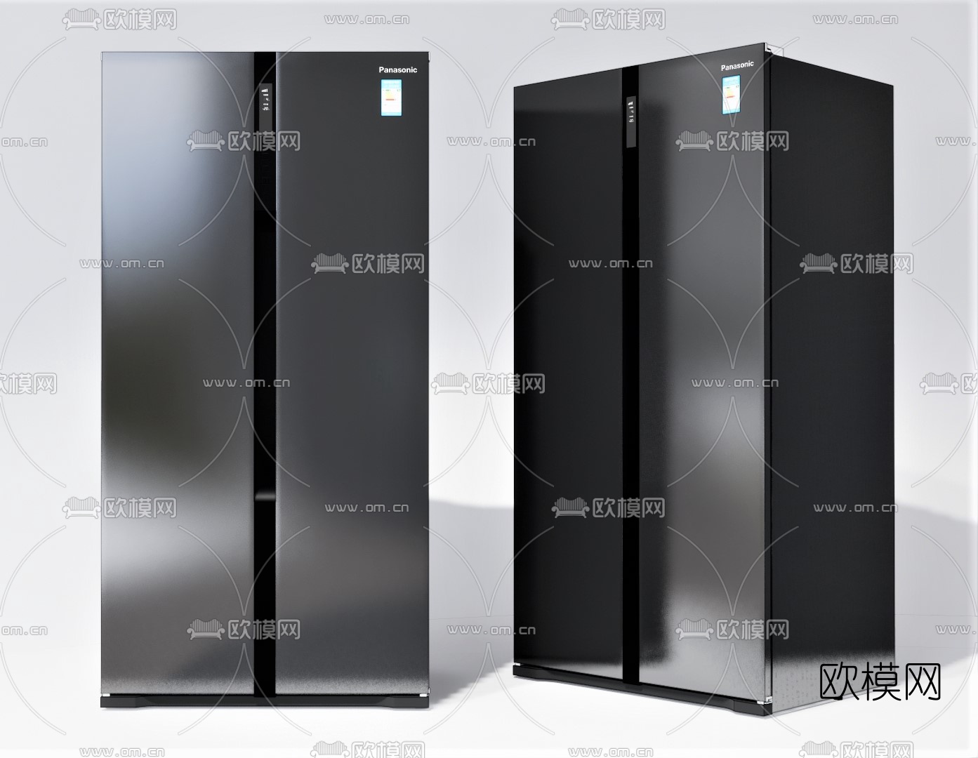 现代双开门冰箱su模型下载（渲染图1）