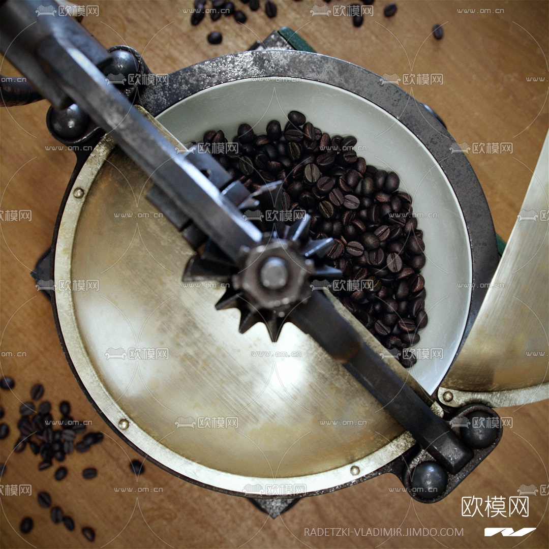 工业风小型手动咖啡机3d模型下载（渲染图2）