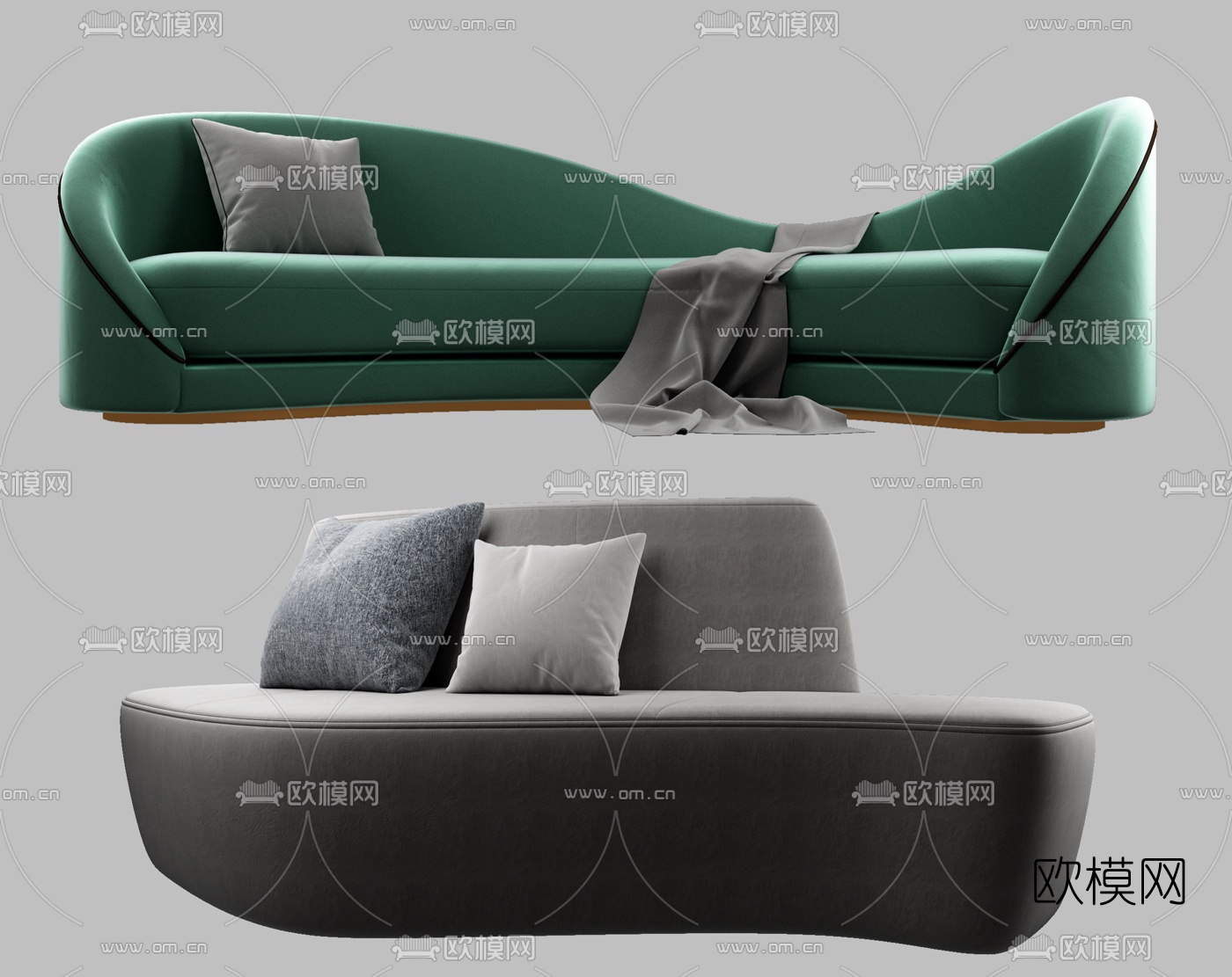 现代布艺多人沙发3d模型-免费3dmax模型库-欧模网