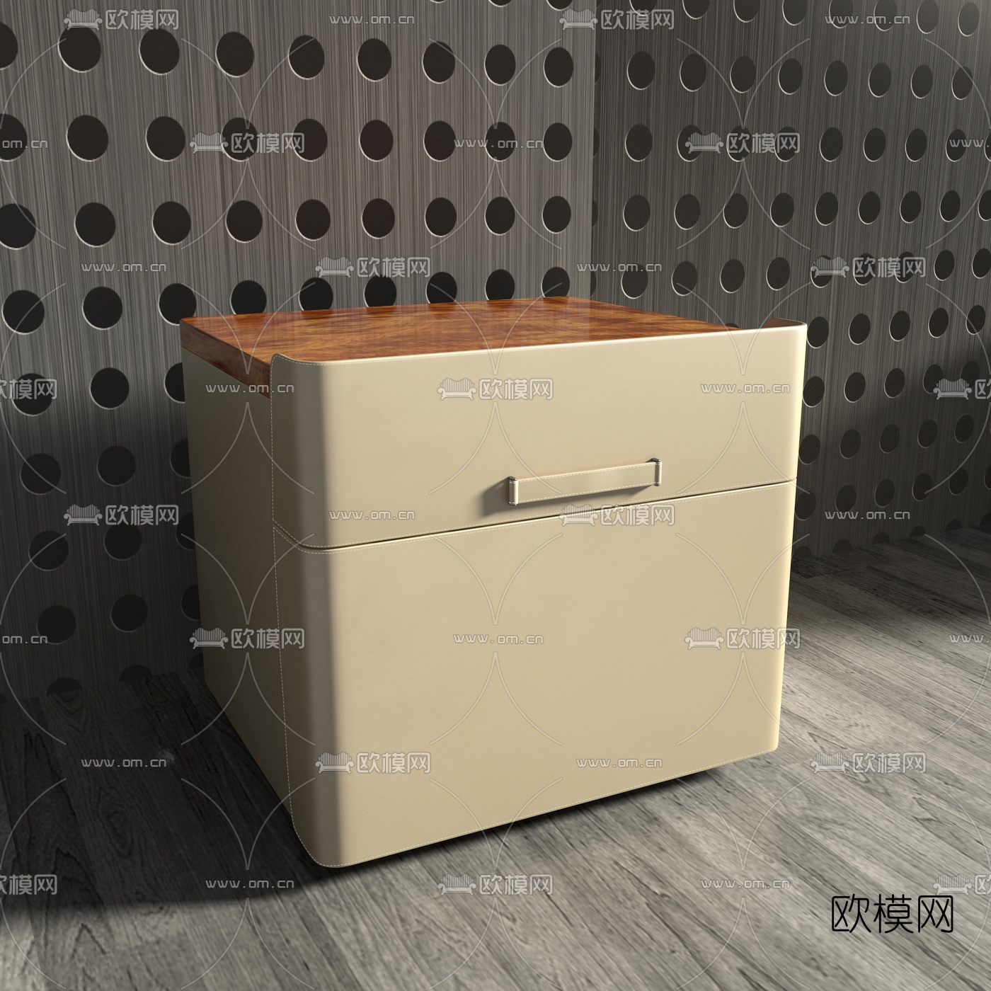 宾利现代实木床头柜组合3D模型下载（渲染图2）