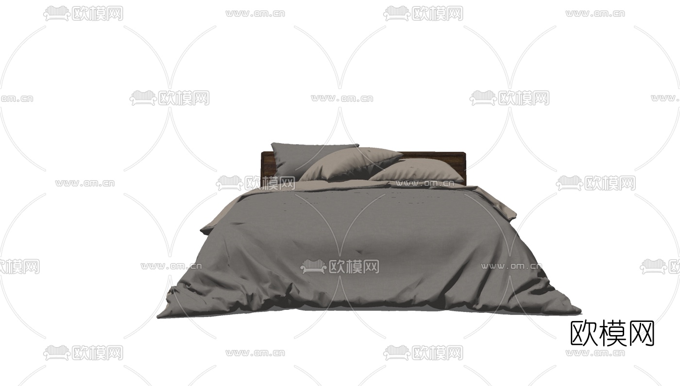 现代双人床免费su模型下载（渲染图3）