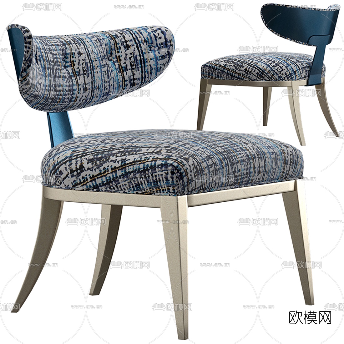 现代布艺休闲椅3d模型下载（渲染图1）