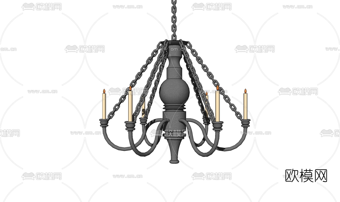 工业风金属吊灯免费su模型下载