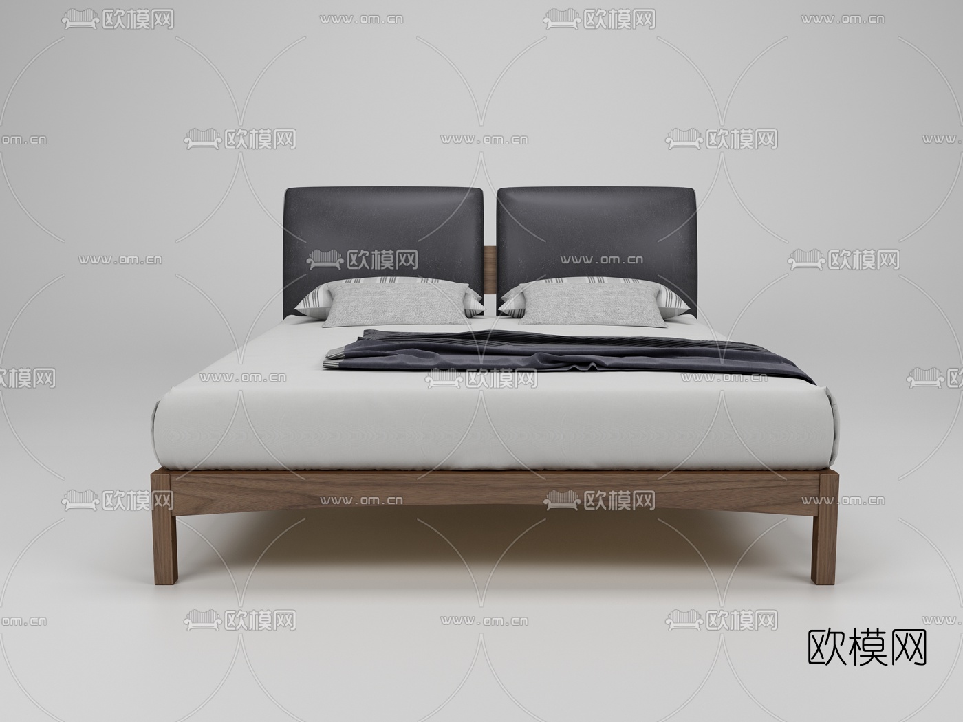 意大利Riva1920品牌 现代原木双人床3d模型