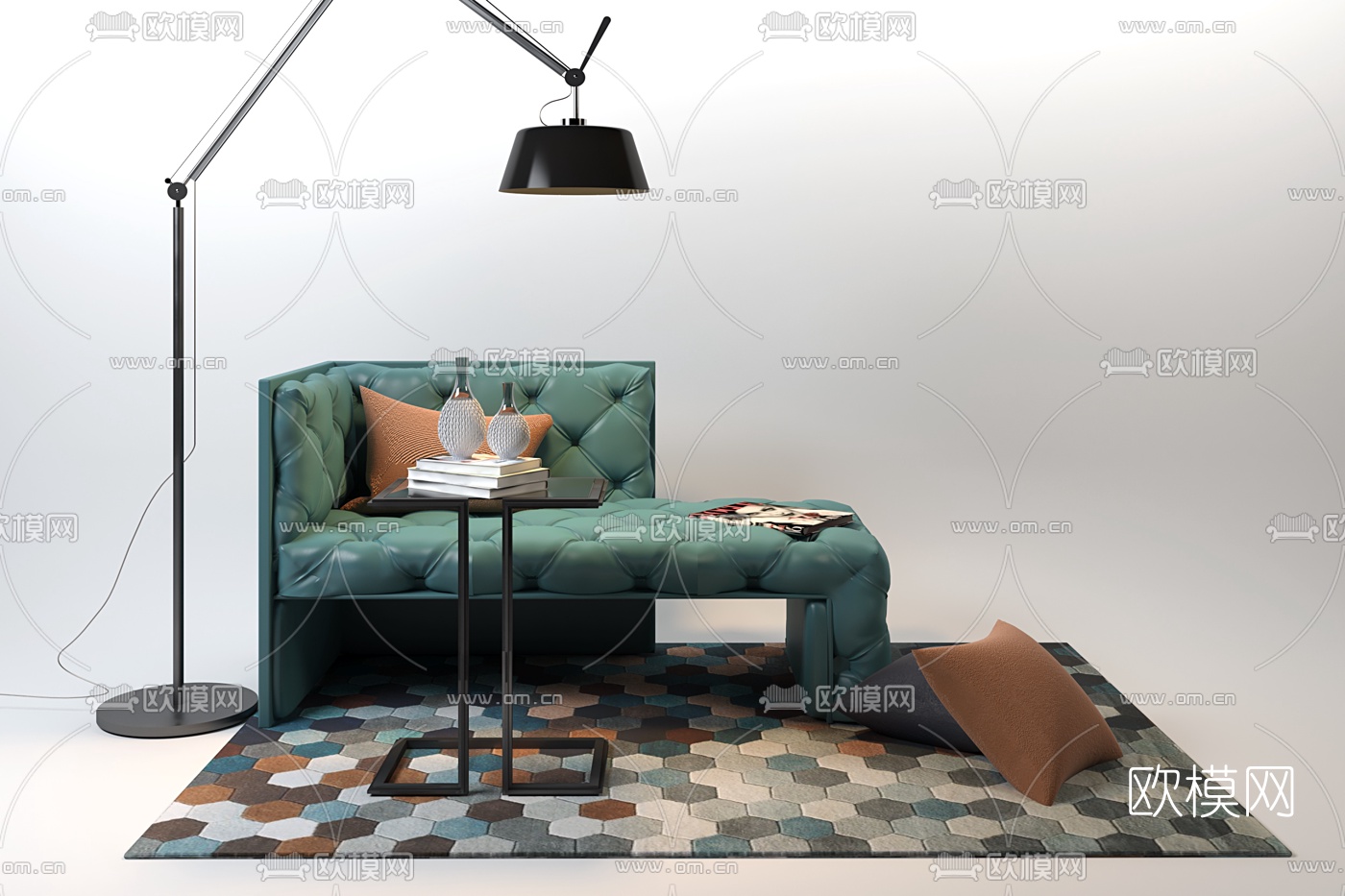 现代皮革贵妃椅3d模型下载