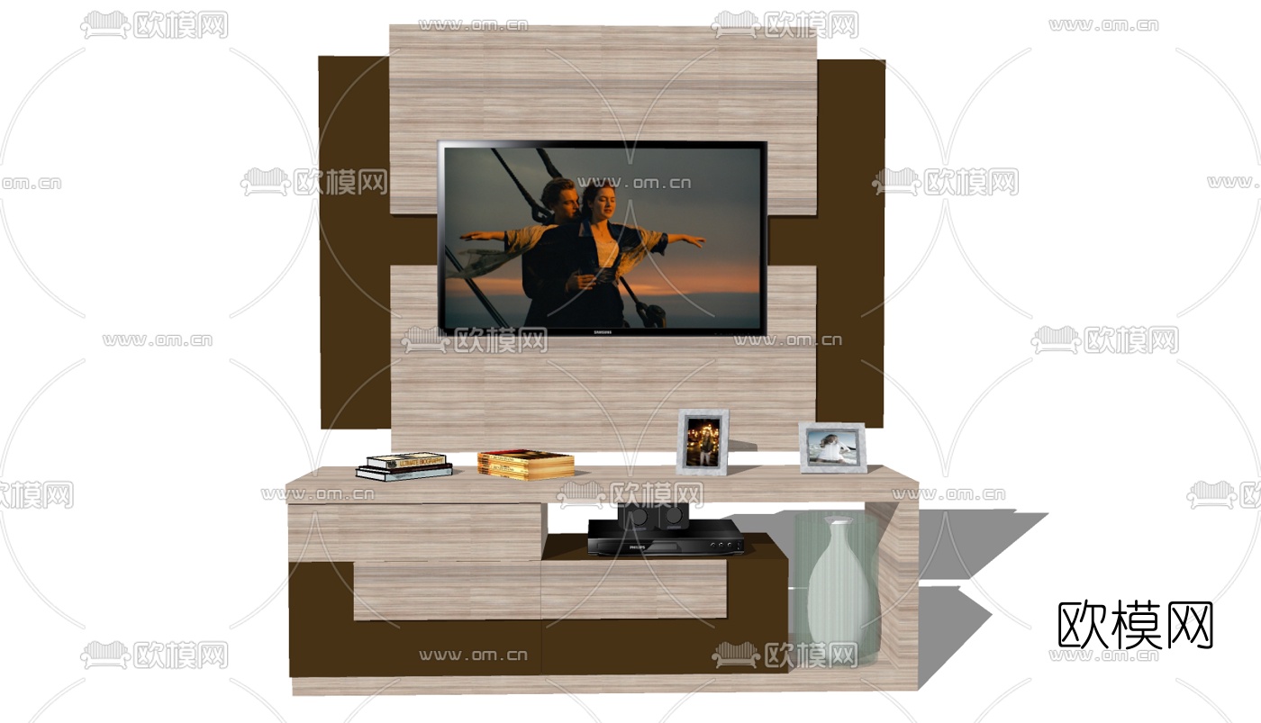 现代电视柜花瓶摆件组合su模型下载