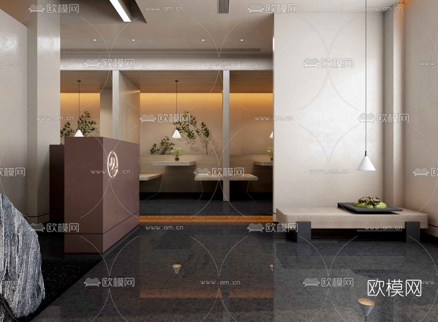 侘寂主题餐厅3d模型