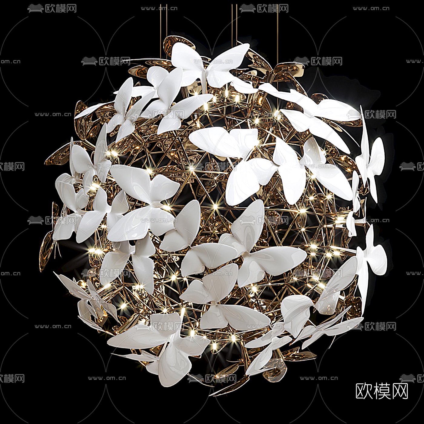 现代蝴蝶装饰吊灯3d模型下载_ID10265799_3dmax免费模型-欧模网