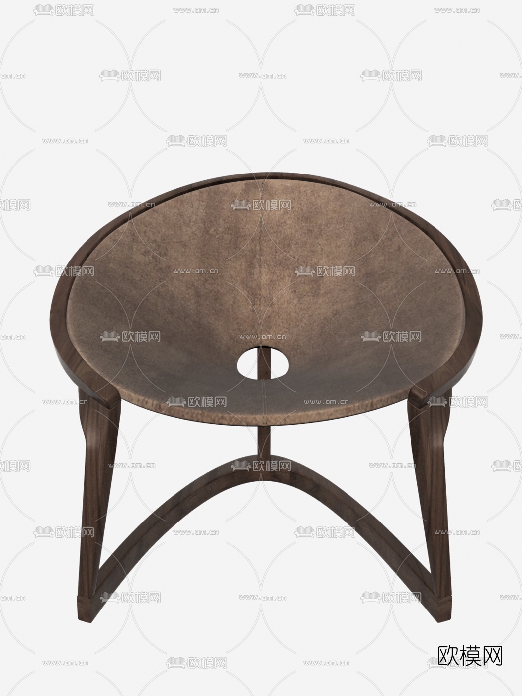 意大利Riva1920品牌 现代原木皮革圆形休闲椅3d模型