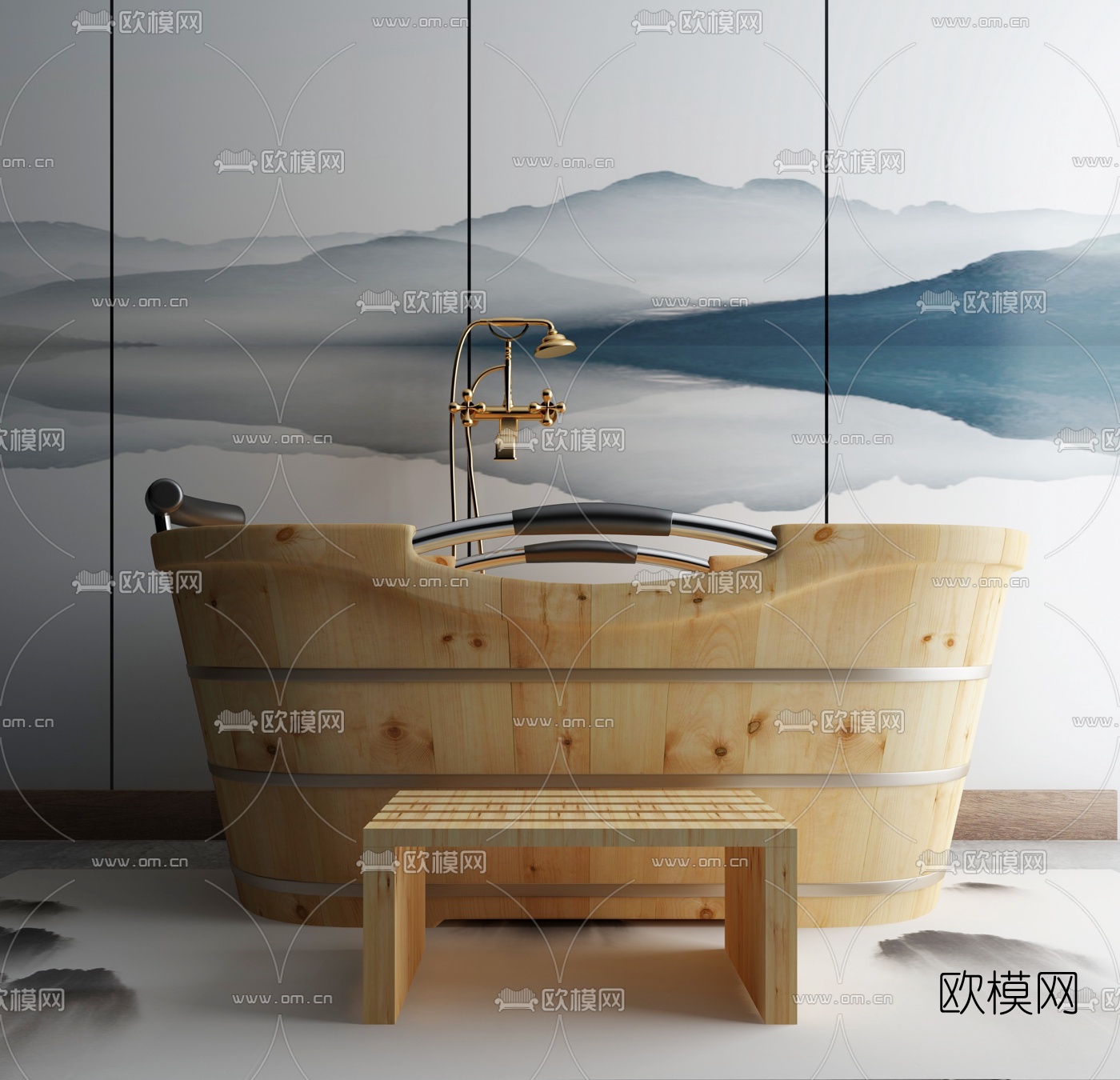 现代木桶浴缸3D模型