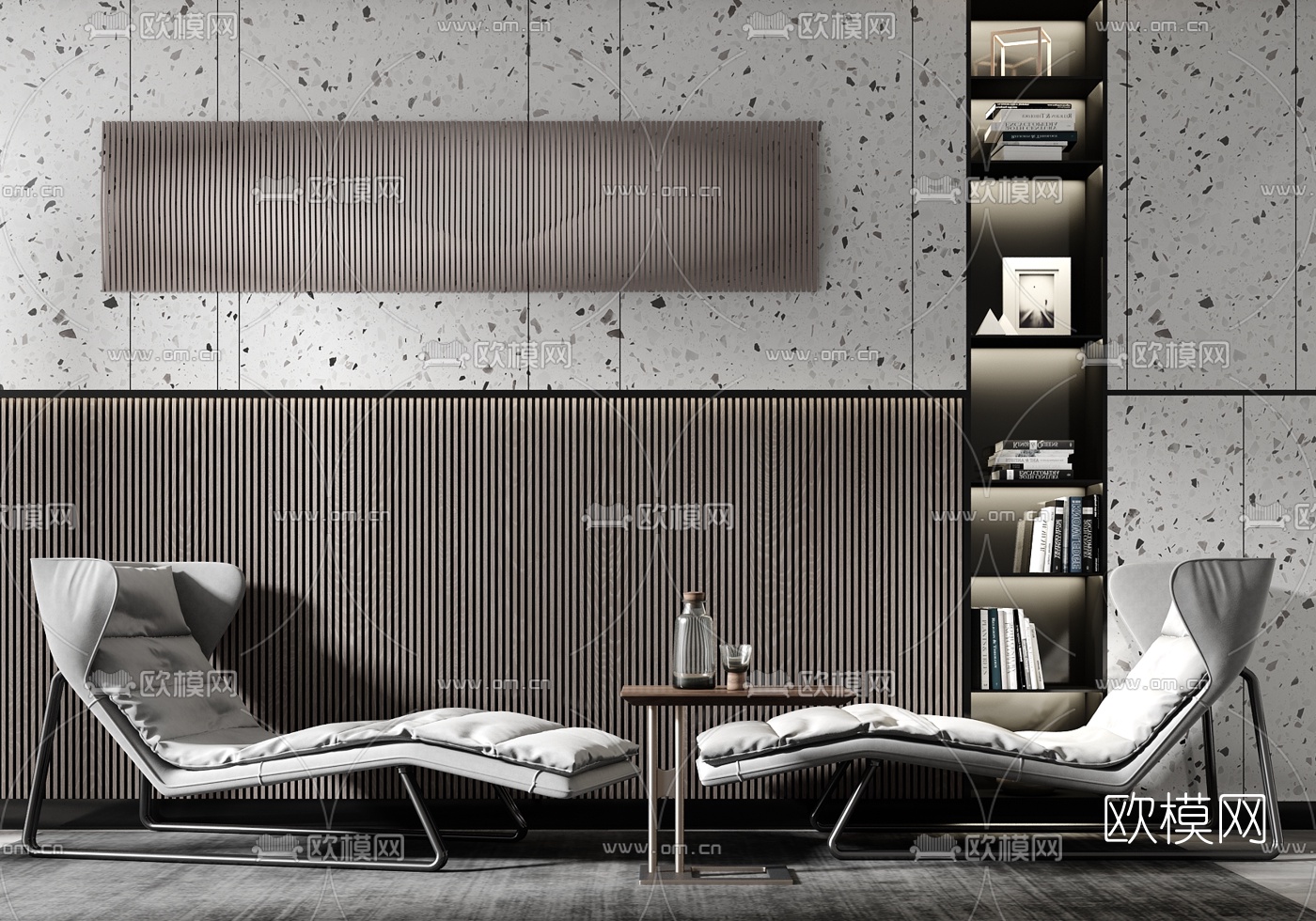 现代轻奢躺椅su模型下载（渲染图1）