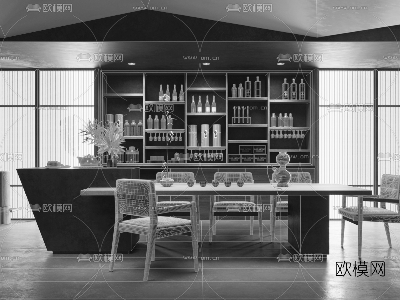 日式居酒屋清吧3d模型