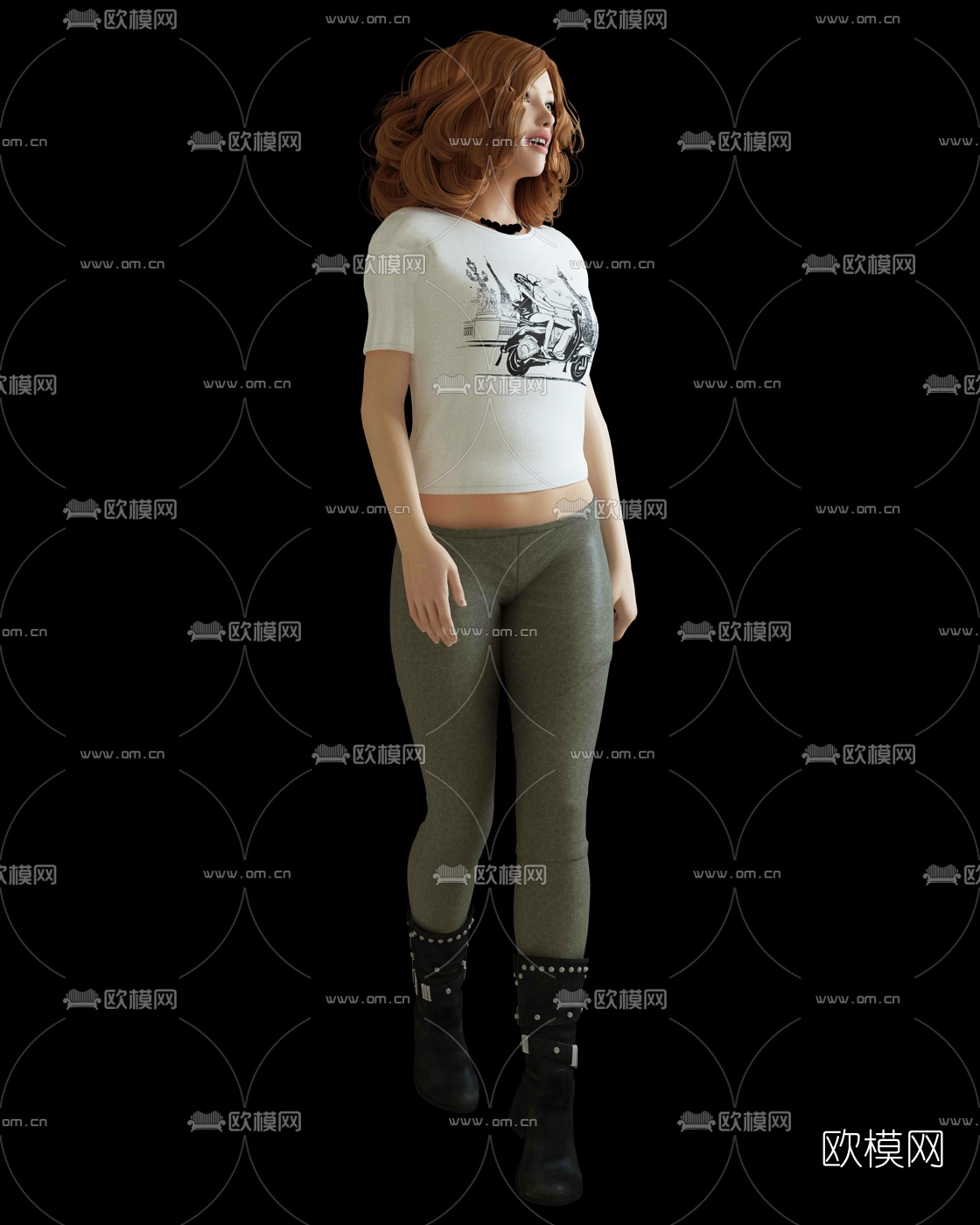 现代女性人物3d模型下载（渲染图2）