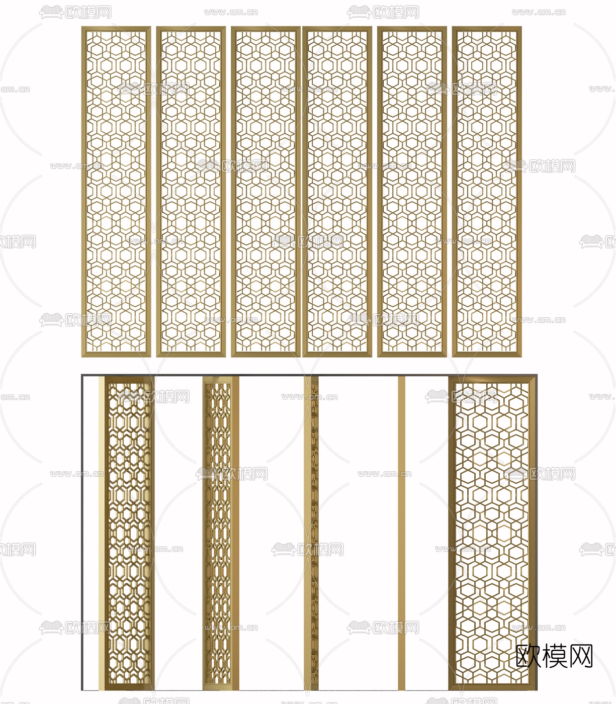 现代金属屏风隔断3d模型下载