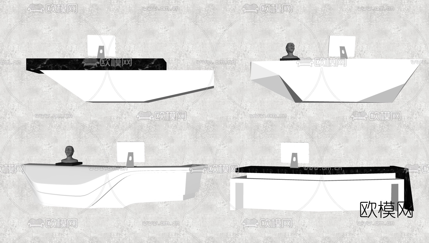 现代大理石前台接待台su模型下载（渲染图2）