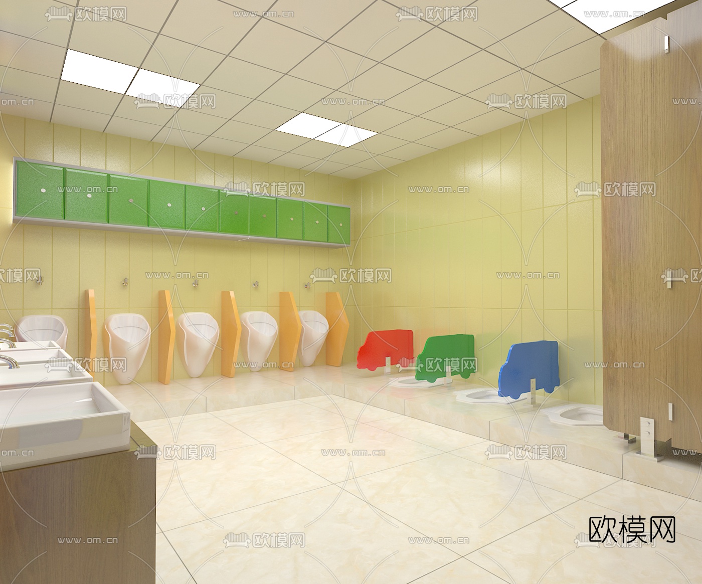 现代幼儿园卫生间免费3d模型下载_ID10280694_3dmax免费模型-欧模网