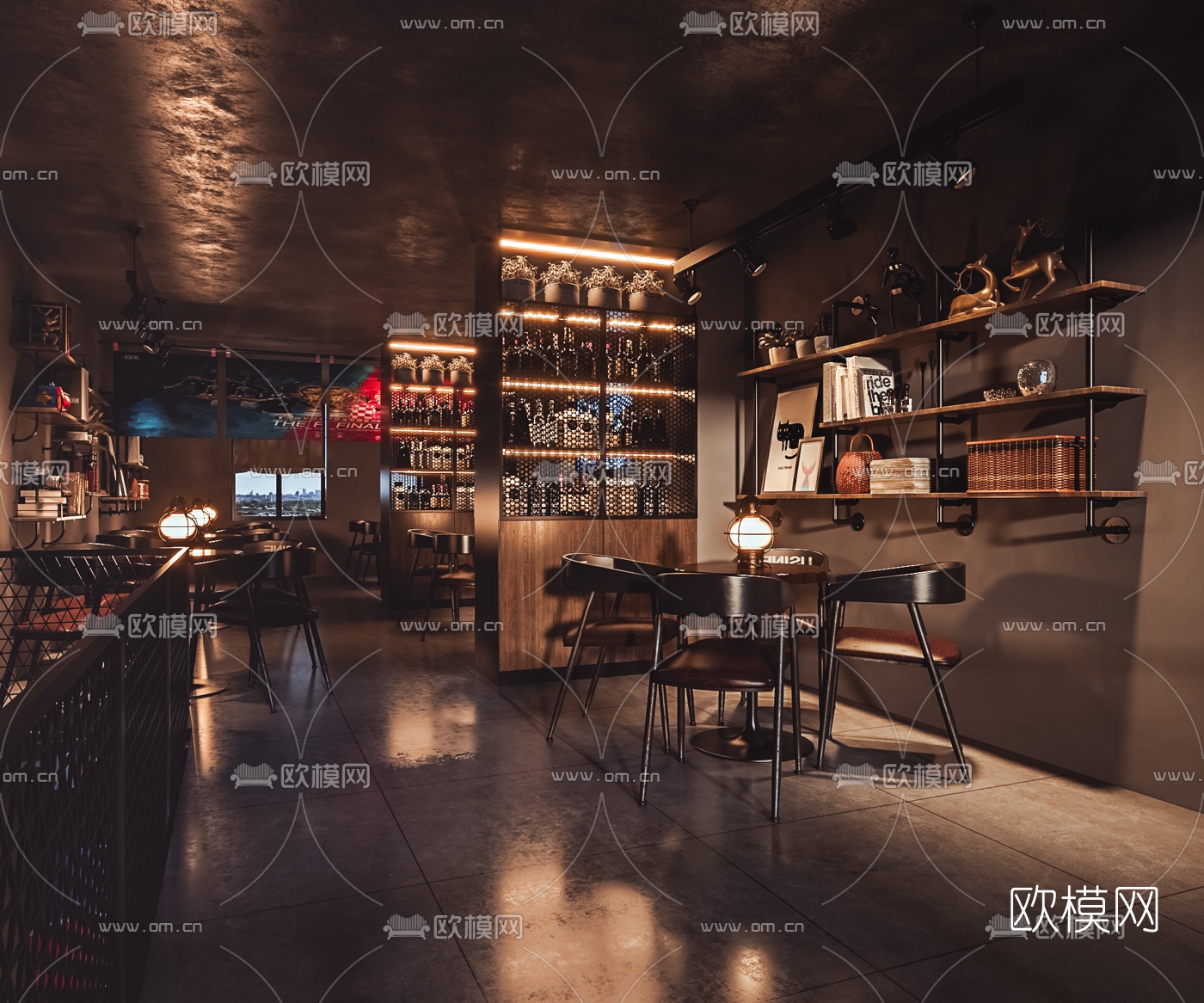 工业风酒吧清吧3d模型