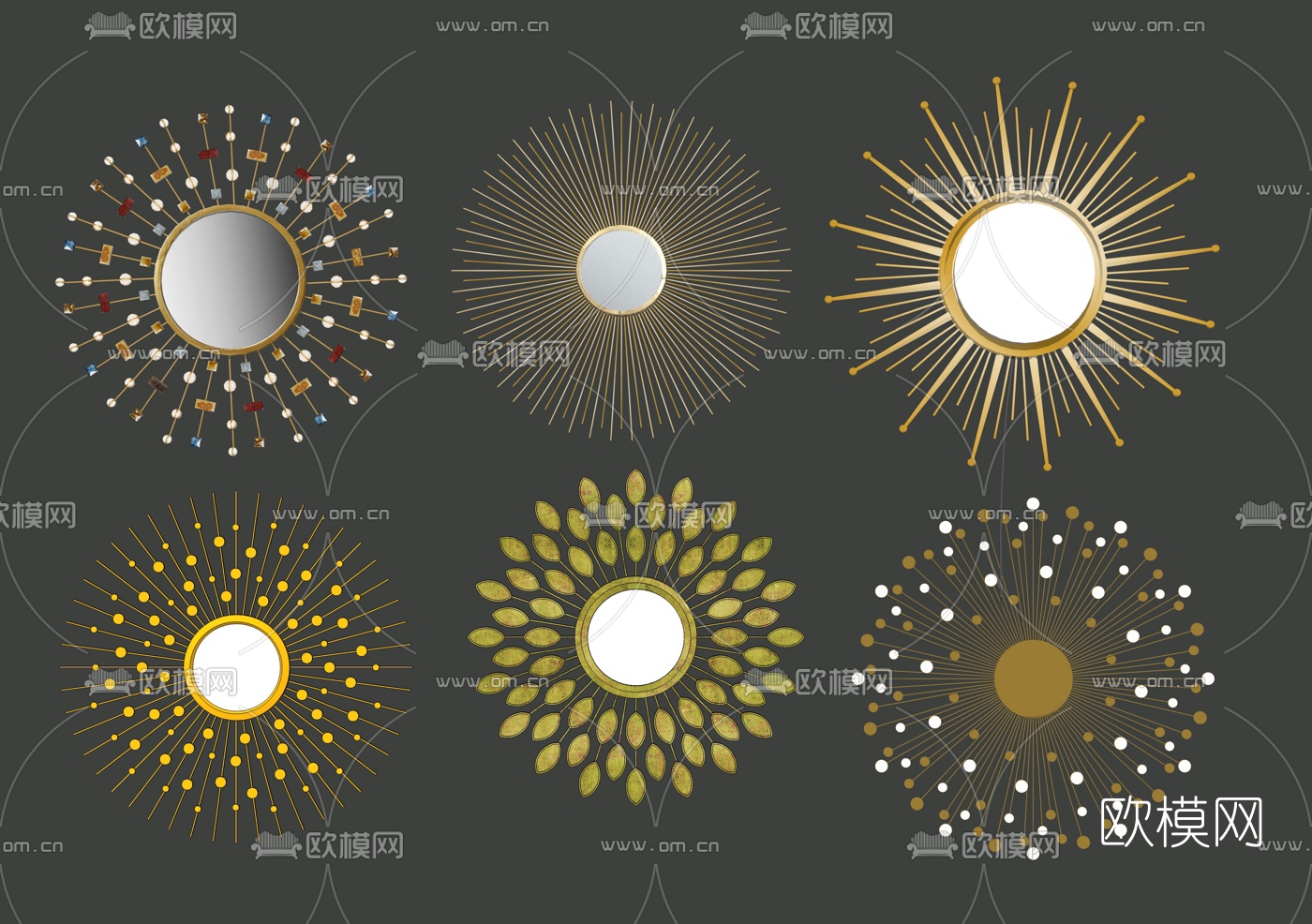 现代轻奢装饰镜su模型下载（渲染图1）