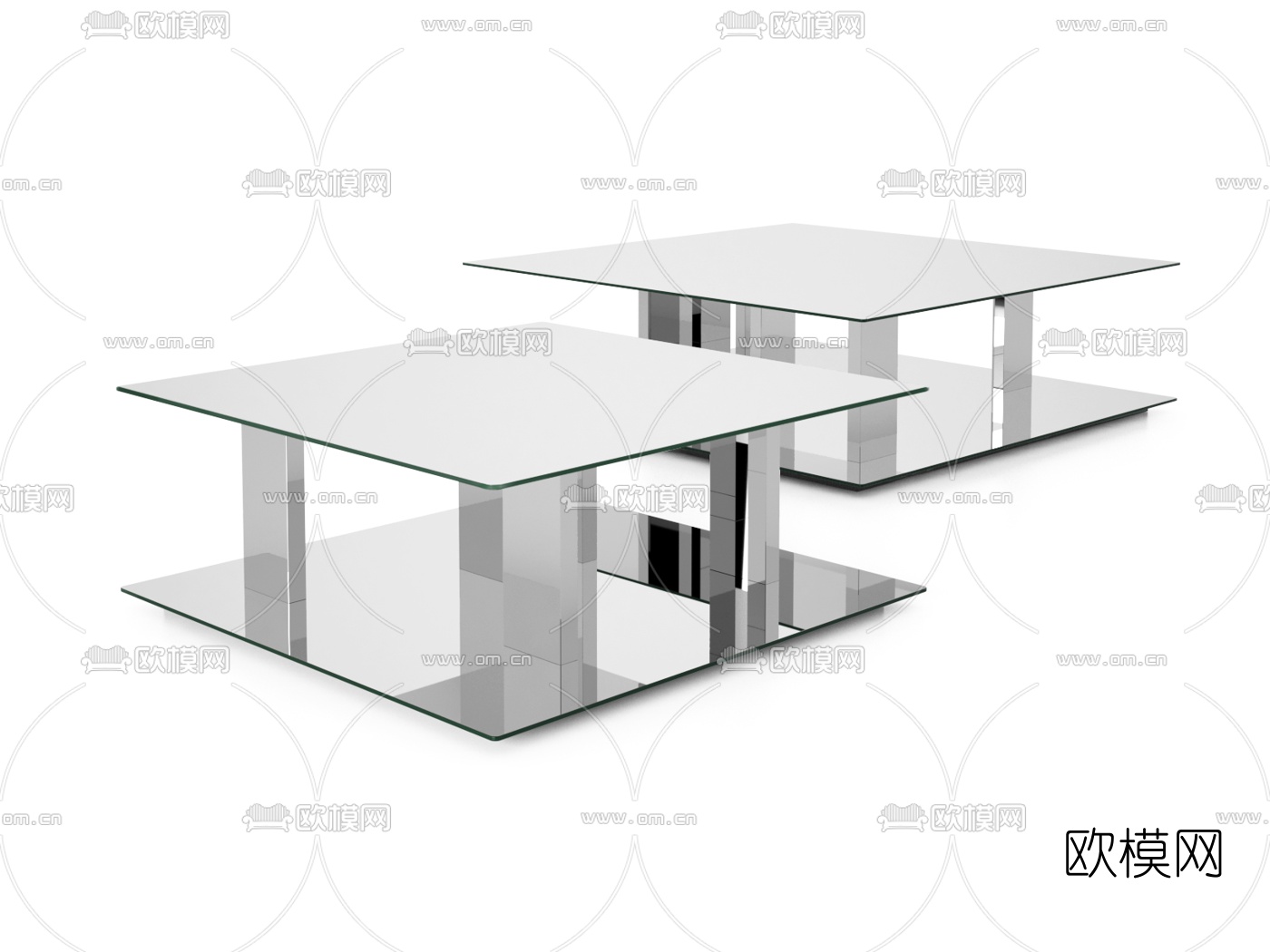 现代玻璃茶几3d模型