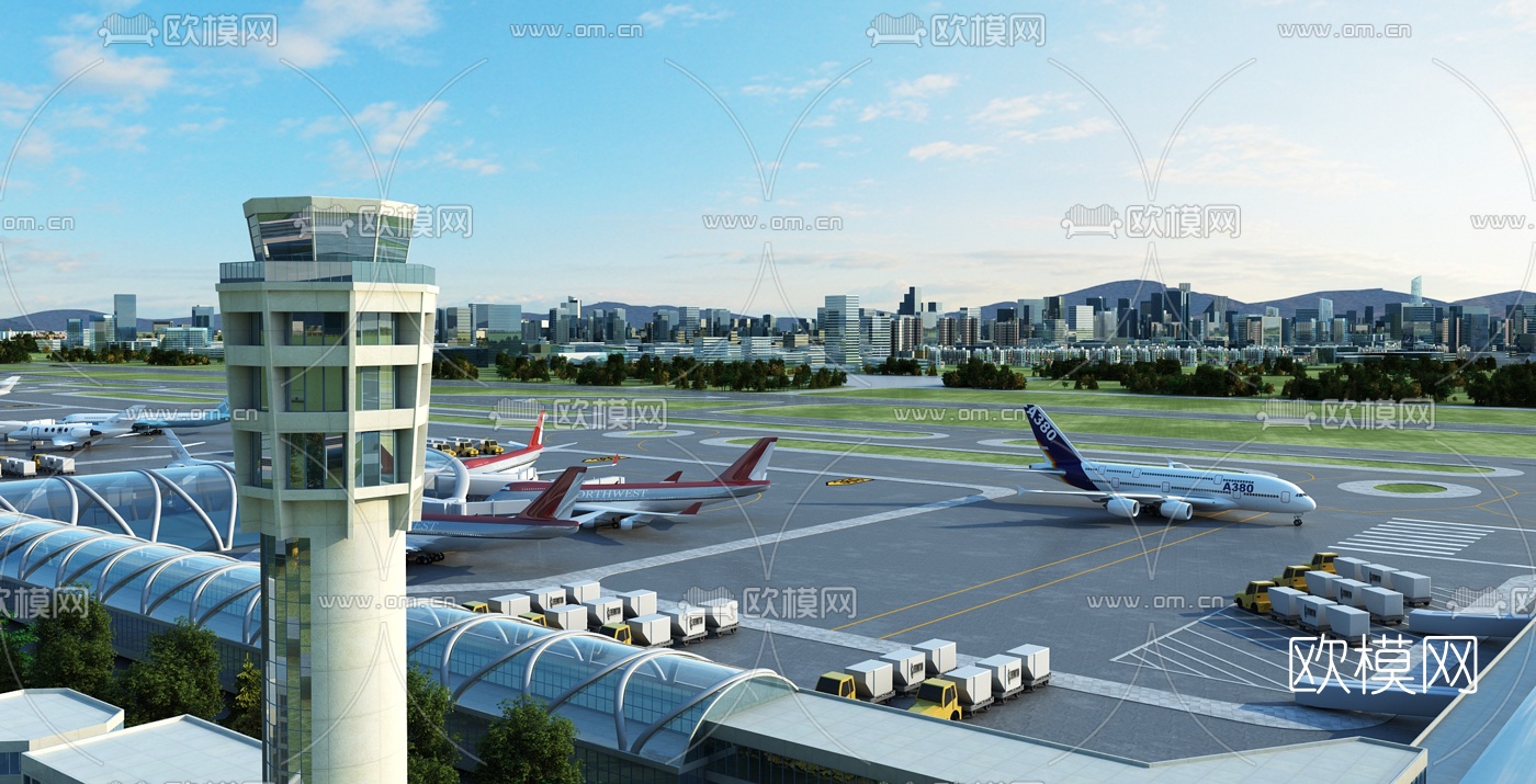 现代飞机场航站楼3d模型