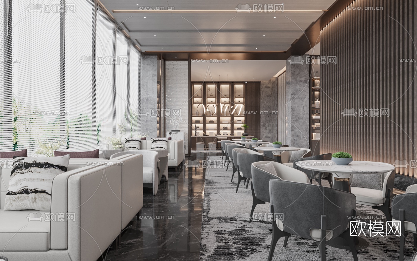 现代售楼处洽谈区3d模型下载
