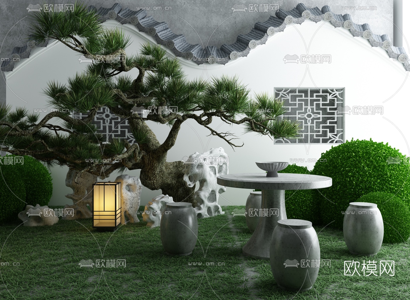 中式庭院园林景观3d模型